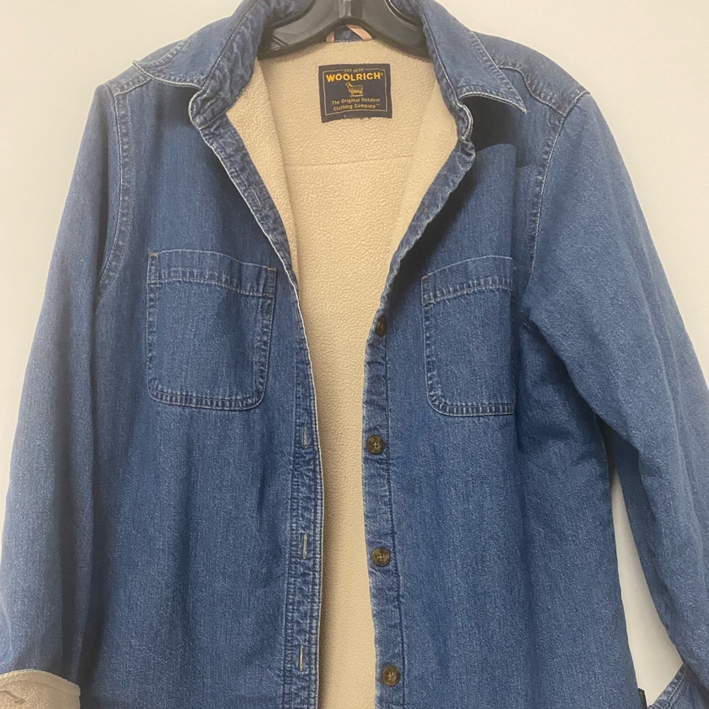 Vintage WOOLRICH Sherpa lined denim work jacket -tags removed, unisex Large